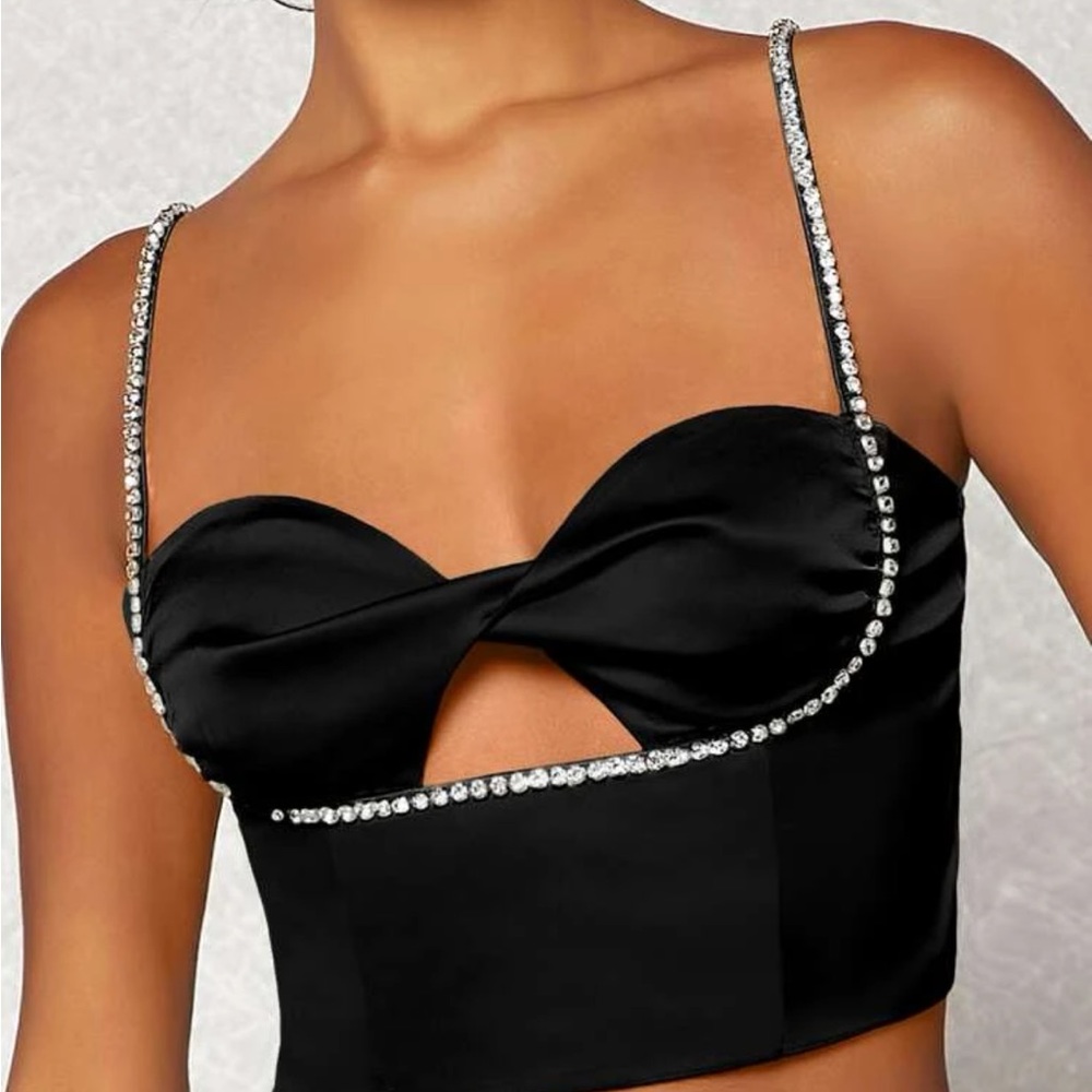 Black top with diamonte/ crystals - Picture 3 of 5
